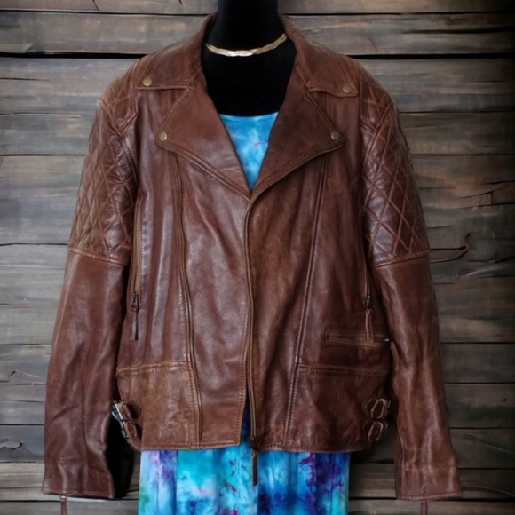 Plus Size REAL Leather Moto Jacket - 3X but FITS SMALL (like a 1X/2X) - Picture 1 of 9
